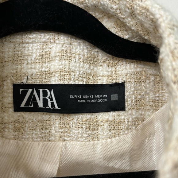 Zara Cream Tweed Texture High Collar Blazer jacket - Picture 5 of 6